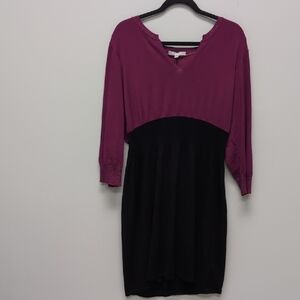 2X NY Collection Dark Fushia And Black Dress With Sparkle Accents. NWT